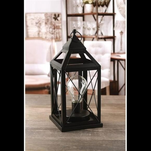 Lantern Metal Cage Style Desk, Table, or Hanging Lamp - Cordless Accent Light - Picture 5 of 6